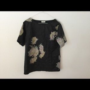 Dries Van Noten short sleeve floral top, sz 36